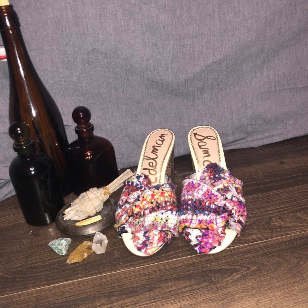 Tweed open toe sandals